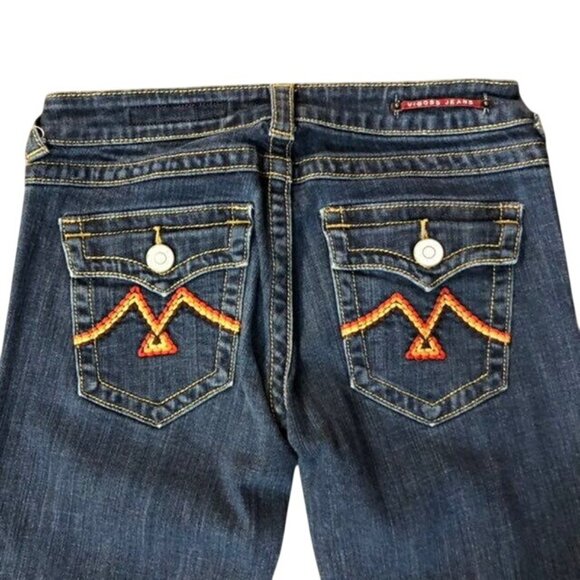 Vigoss Jeans Juniors 5 Used Low Rise Bootcut Stretch Denim Fold Over Pockets - Picture 5 of 16